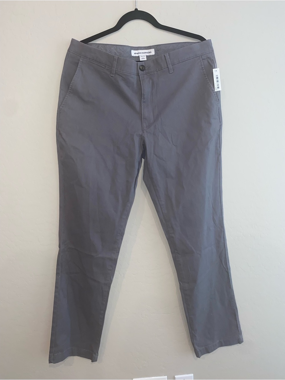 Amazon Essentials Men's Skinny-Fit Casual Stretch Chino Pants Grey 34x31 NWT
